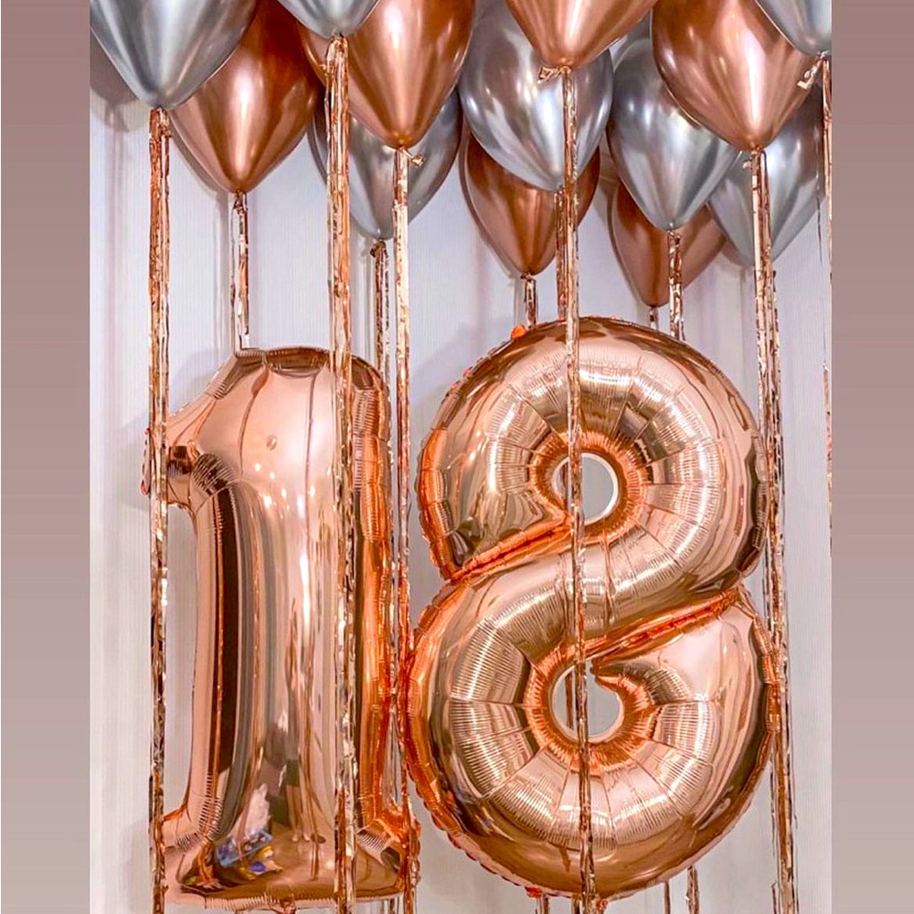 Sweet 18 rose gold balloons